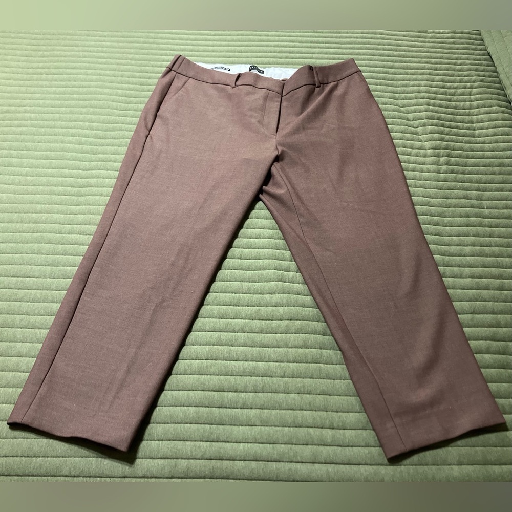 TALBOTS HAMPSHIRE STRAIGHT ANKLE PANT - CURVY FIT color Deepest Chocolate - Picture 1 of 10